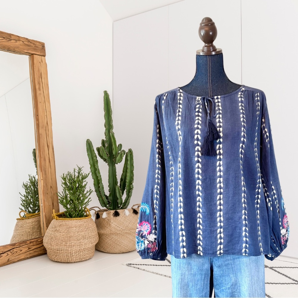 Sundance Joy in Beauty Floral Embroidered Peasant Top